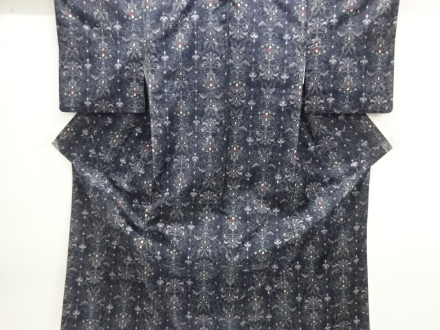 Tokamachi Tsumugi Kimono with Woven Flower Pattern